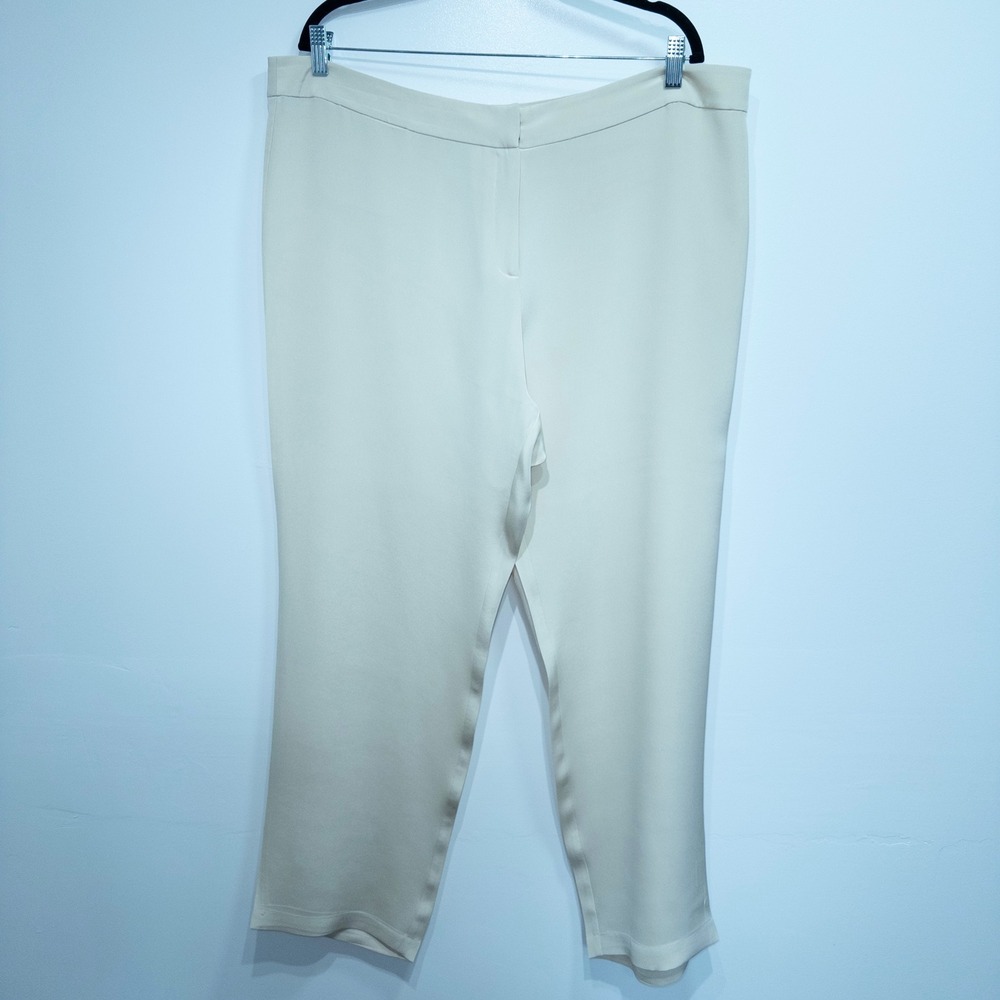 Eileen Fisher Cream Silk Wide Leg Trousers Size XL‎